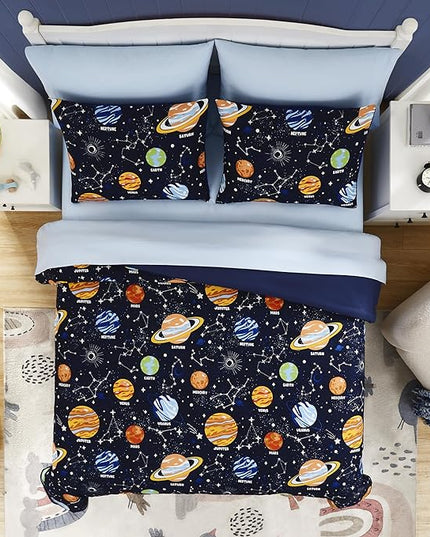 Twin Comforter Set with Sheets - 5 Pieces Kids Twin Bedding Sets, Glow in The Dark Space Twin Bed in a Bag with Comforter, Sheets, Pillowcase & Sham - LeafyLoom