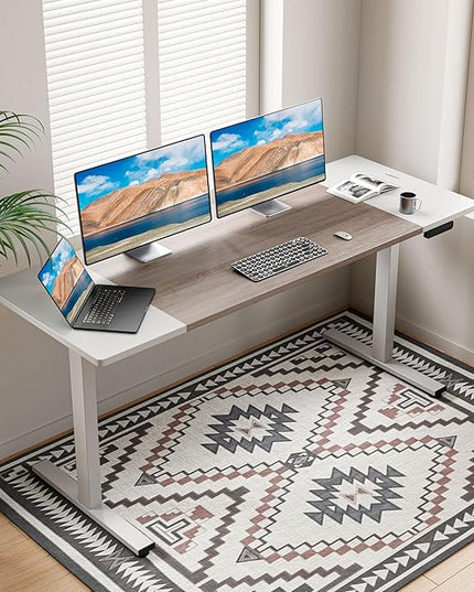 Electric Standing Desk Adjustable - 63 x 24 Inch Sit Stand up Desk with Cable Management - 3 Memory Preset Adjustable Height Desk Computer Home Office Desk - LeafyLoom