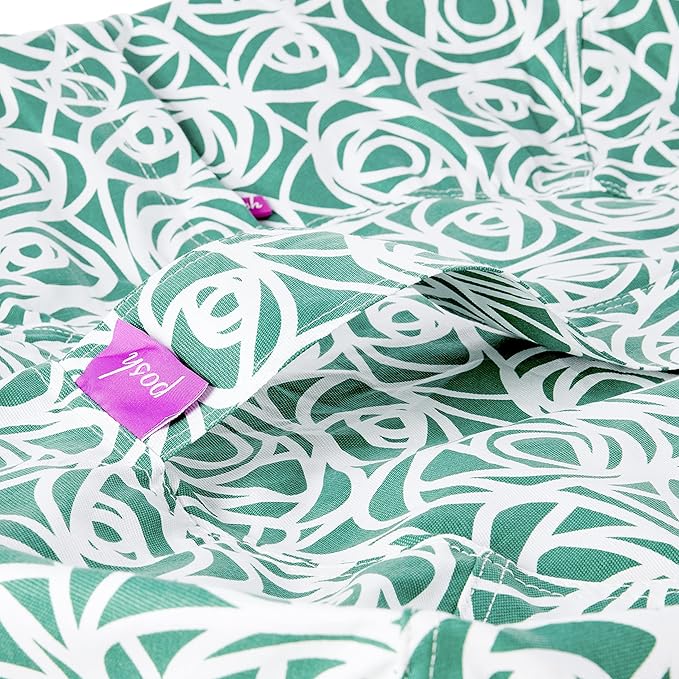 Posh Creations Bean Bag Chair for Kids, Teens, and Adults Includes Removable and Machine Washable Cover, 38in - Large, Canvas Roses Mint - LeafyLoom
