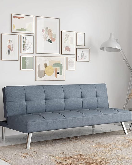 Serta Rane Convertible Sofa Lounger Microfiber Light Grey Full - LeafyLoom