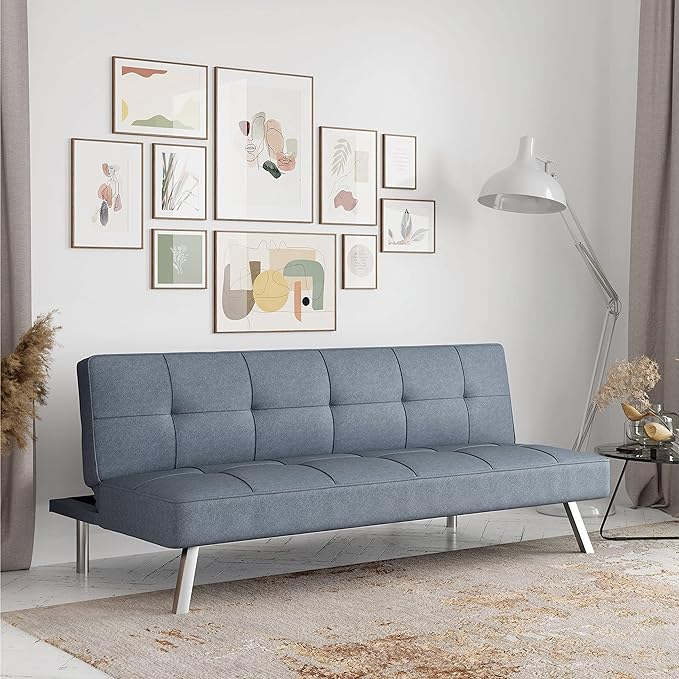 Serta Rane Convertible Sofa Lounger Microfiber Light Grey Full - LeafyLoom