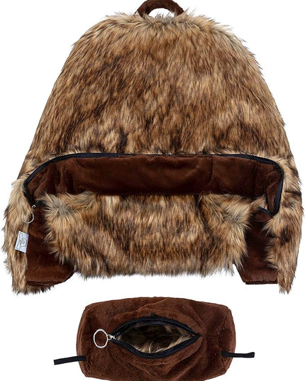 Husband Pillow XXL Cover Only - Limited Baby Brown Bear Backrest Pillowcase Set, 2-Tone Reversible Double Sided Fabulous Faux Fur Reading & Bed Rest, Thick Zippers, 2 Sided Solid Fabric Neck Rolls - LeafyLoom