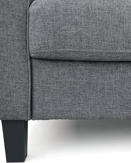 Furinno Bayonne Modern Upholstered Loveseat/Sofa Couch for Living Room, Gunmetal - LeafyLoom