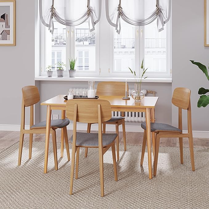 Panana Modern Dining Table 47 Inch Kitchen Table with Solid Wood Leg Oak Finish Dinner Table Dining Room Home Furniture Natural - LeafyLoom