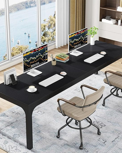 78.7 Inches Extra Long Two Person Office Desk,Double Workstation for Home Office,Black - LeafyLoom