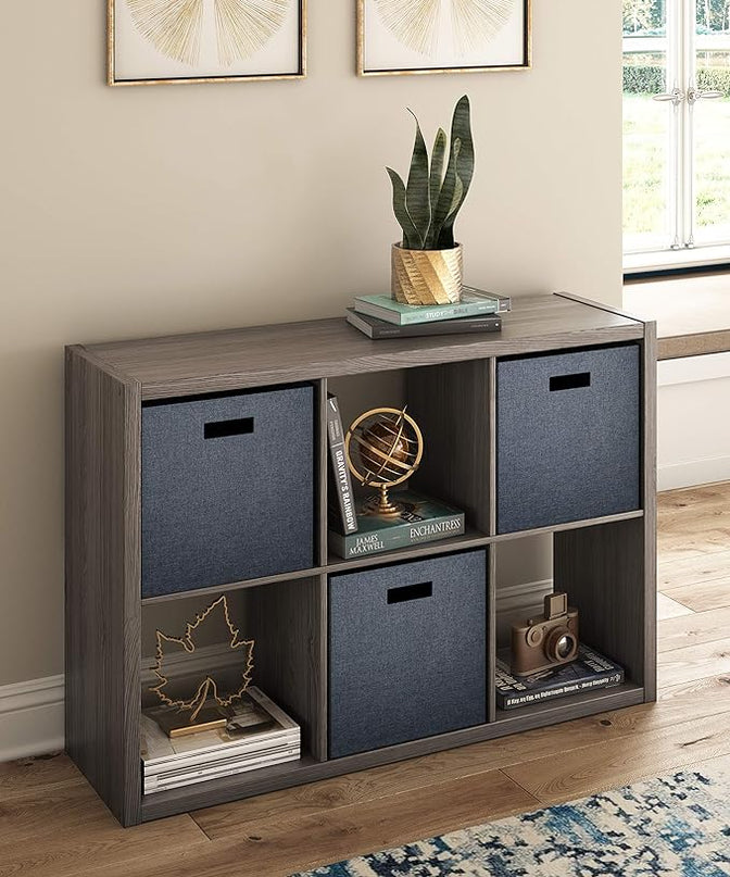 ClosetMaid Decorative 6 Cube Open Display Wood Laminate Versatile Storage Organizer for Indoor Home or Office Spaces, Graphite Gray - LeafyLoom
