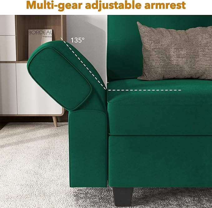 Modular Sectional Sofa, Convertible Sectional Couches for Living Room U Shaped Sectional Sofa Couch with Storage Ottoman, High Supportive 6 Seats Reversible Sectionals 113'' with Chaise, Green - LeafyLoom