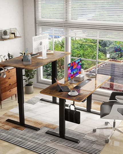 63 x 24 Inches Standing Desk Adjustable Height with Splice Board- Stand Up Desk, Electric Standing Desk, Sit to Stand Desk for Home & Office Computer Desk - LeafyLoom