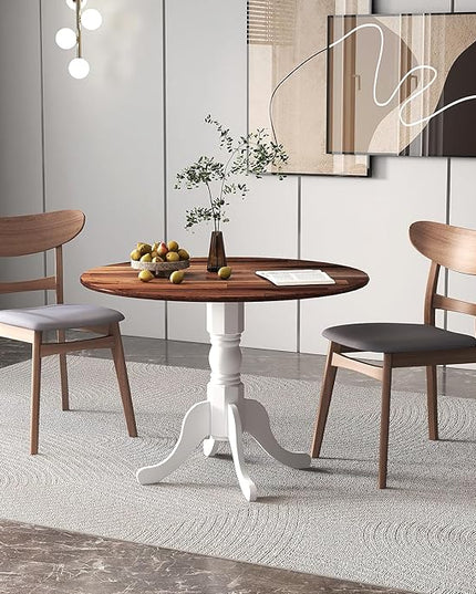 Round Dining Table, Walnut - LeafyLoom