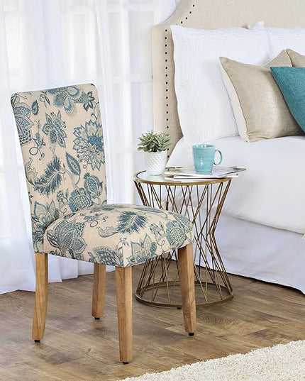 HomePop Parsons Classic Upholstered Accent Dining Chair, Set of 2, Blue Jacobean - LeafyLoom
