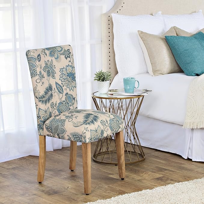 HomePop Parsons Classic Upholstered Accent Dining Chair, Set of 2, Blue Jacobean - LeafyLoom