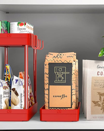 SimpleHouseware Kitchen Cart Storage 3-Tier Slim/Super Narrow Shelves with Handle, 26.5'' Height/5.5'' Width for Narrow Place, Red - LeafyLoom