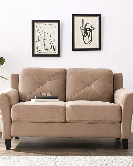 Lifestyle Solutions Harrington Loveseat Microfiber Brown - LeafyLoom