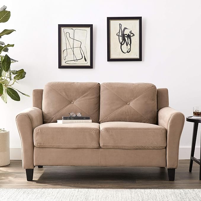 Lifestyle Solutions Harrington Loveseat Microfiber Brown - LeafyLoom