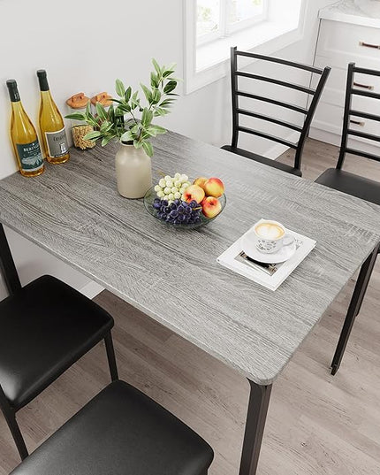 IDEALHOUSE Dining Table for 4, Small Table and Chairs Set of 4, Dinette Set for 4, Square Dinner Table Set, 3 Piece Kitchen & Dining Room Sets for Small Space (Grey, Dining Table with 4 Chairs) - LeafyLoom