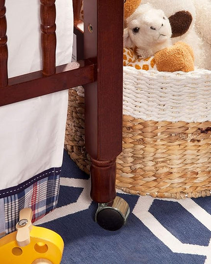 DaVinci Jenny Lind 3-in-1 Convertible Crib in Rich Cherry, Removable Wheels, Greenguard Gold Certified - LeafyLoom