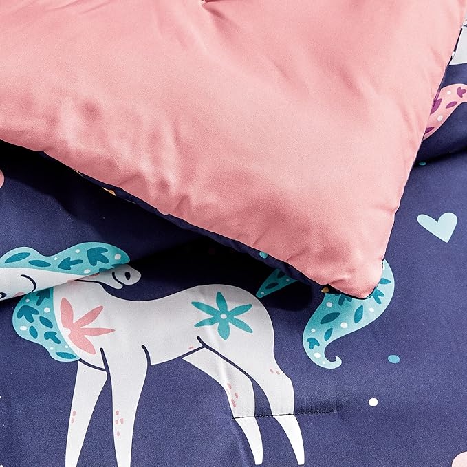 for Kids Unicorn Magic 4-Piece Comforter Set - Beautiful Motif Design Bedding Set with Embrodery Print - LeafyLoom