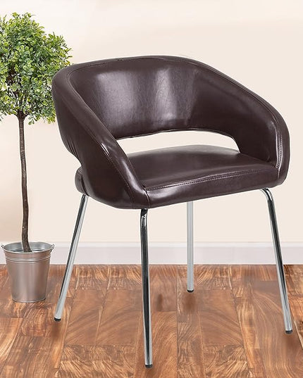 Flash Furniture Fusion Series Contemporary Brown LeatherSoft Side Reception Chair - LeafyLoom