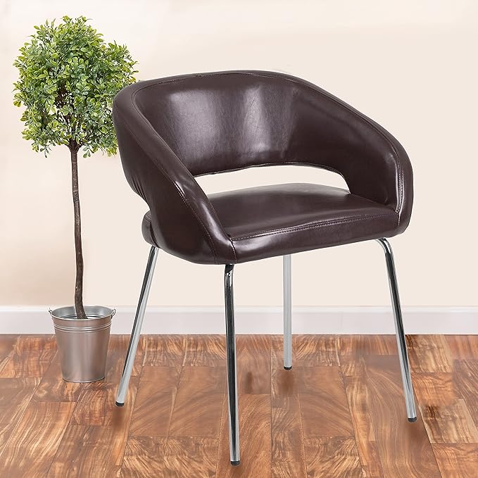 Flash Furniture Fusion Series Contemporary Brown LeatherSoft Side Reception Chair - LeafyLoom