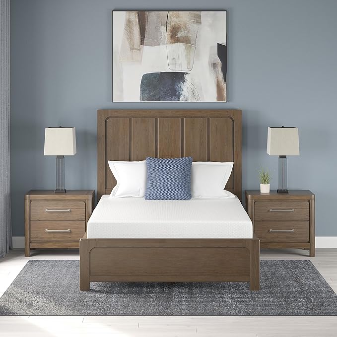 Signature Design by Ashley Twin Size Chime 8 Inch Medium Firm Gel Memory Foam Mattress with Green Tea & Charcoal Extract - LeafyLoom
