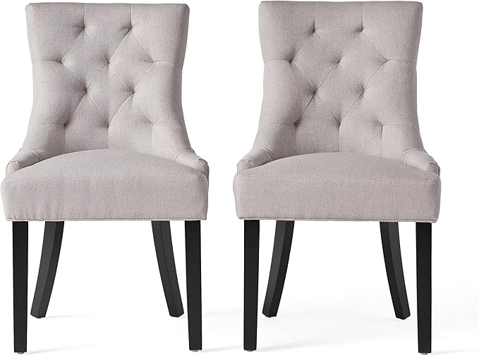 Hayden Fabric Dining Chairs, 2-Pcs Set,Polyester, Light Grey - LeafyLoom
