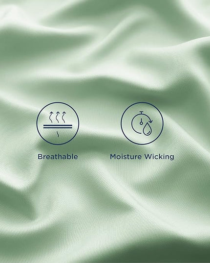 Bedsure Twin XL Sheet Set Dorm Bedding, Cooling Sheets Twin Extra Long Sheets, Rayon Derived from Bamboo, Deep Pocket Up to 16", Hotel Luxury Silky Bedding Sheets & Pillowcases, Sage Green - LeafyLoom