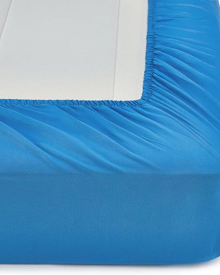 Amazon Basics 7 Piece Microfiber Kid's Bed-in-a-Bag Bedding Set, Full/Queen, Blue, Solid - LeafyLoom