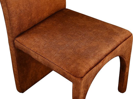 Meridian Furniture Summer Collection Modern | Contemporary Velvet Upholstered Dining Side Chair with Steel Frame, Set of 2, Cognac - LeafyLoom