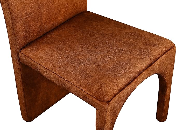 Meridian Furniture Summer Collection Modern | Contemporary Velvet Upholstered Dining Side Chair with Steel Frame, Set of 2, Cognac - LeafyLoom