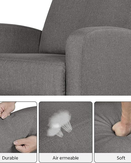 Yaheetech Fabric Recliner Chair Sofa Ergonomic Adjustable Single Sofa with Thicker Seat Cushion Modern Home Theater Seating for Living Room Matte Grey - LeafyLoom