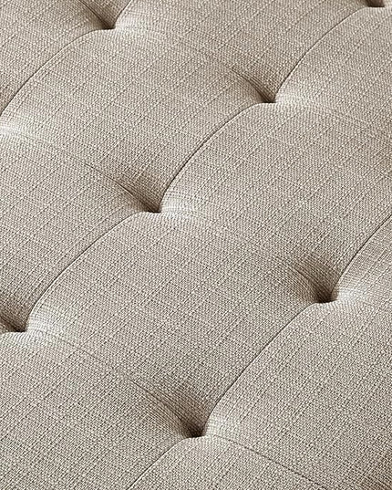 24KF Large Square Upholstered Tufted Linen Ottoman Coffee Table, Large Footrest Ottoman with Solid Wood Shelf-Linen - LeafyLoom
