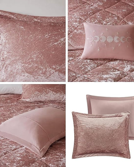 Intelligent Design King Comforter Set, Velvet Comforter Set , Luxury Diamond Quilting Comforter Set, Fluffy Comforter Bed Set with Decorative Pillowand 2 Shams, 4 Piece Pink, King/ Cal King - LeafyLoom