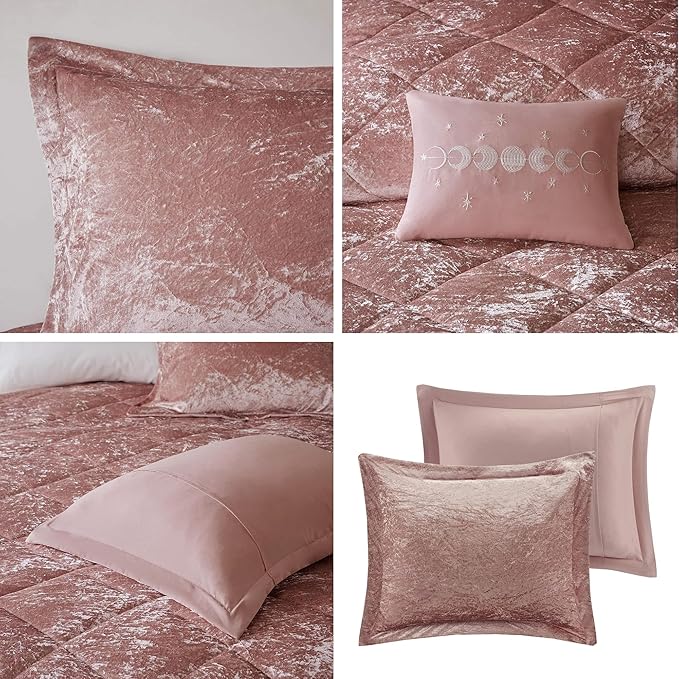 Intelligent Design King Comforter Set, Velvet Comforter Set , Luxury Diamond Quilting Comforter Set, Fluffy Comforter Bed Set with Decorative Pillowand 2 Shams, 4 Piece Pink, King/ Cal King - LeafyLoom