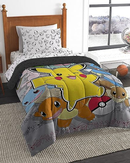 Northwest Pokemon Bed in a Bag Set, Twin, Battle Squad - LeafyLoom
