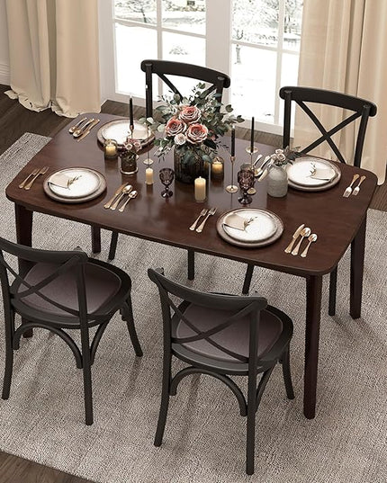 KKL Malaysian Oak Dining Table, 47" Kitchen Table for 2, Mid Century Modern Wood Dining Table, Easy Assembly, Coffee - LeafyLoom