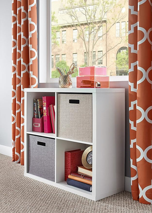 ClosetMaid Bookshelf with 4 Shelf Tiers, Adjustable Shelves, Tall Bookcase Sturdy Wood & 4 Cube Storage Shelf Organizer Bookshelf with Back Panel, Easy Assembly, Wood, White Finish - LeafyLoom