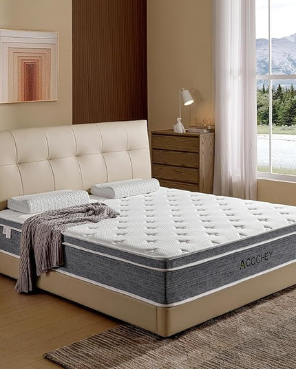 Acochey12 Inch Twin Mattress Memory Foam and Spring Hybrid Mattresses,Medium Firm Feel Grey Mattress in a Box, Quality Comfort and Adaptive Support Breathable Cooling Twin Mattresses. - LeafyLoom