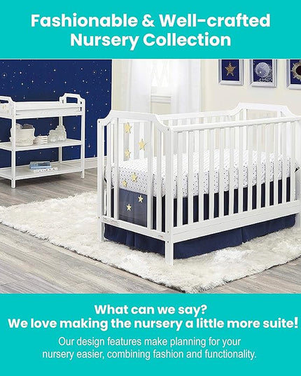 Suite Bebe Celeste 3 in 1 Convertible Island Crib, Wood and Acrylic, White - LeafyLoom