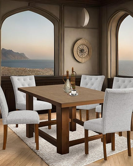 HomePop Classic Parsons Dining Chairs, Pack of 2, Neutral Textured Solid Woven - LeafyLoom