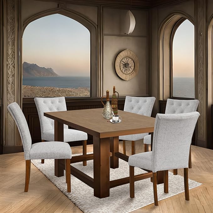 HomePop Classic Parsons Dining Chairs, Pack of 2, Neutral Textured Solid Woven - LeafyLoom