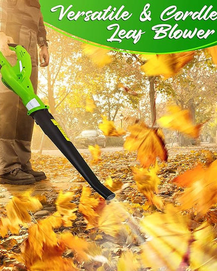 Serenlife Lightweight Cordless Leaf Blower - 18V, 55 MPH Air Speed - Perfect for Decks, Gutter Cleaning, Snow & Small Yards - Rechargeable Battery & Charger Included - Charge Time 4 Hours - Only 5 lbs - LeafyLoom