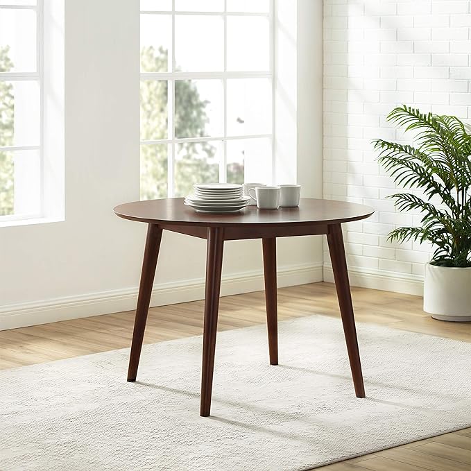 Crosley Furniture Landon Mid-Century Modern Round Wood Dining Table, Mahogany - LeafyLoom