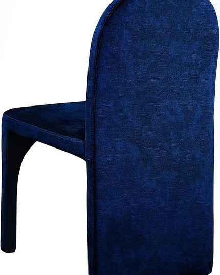Meridian Furniture Summer Collection Modern | Contemporary Velvet Upholstered Dining Side Chair with Steel Frame, Set of 2, Navy - LeafyLoom