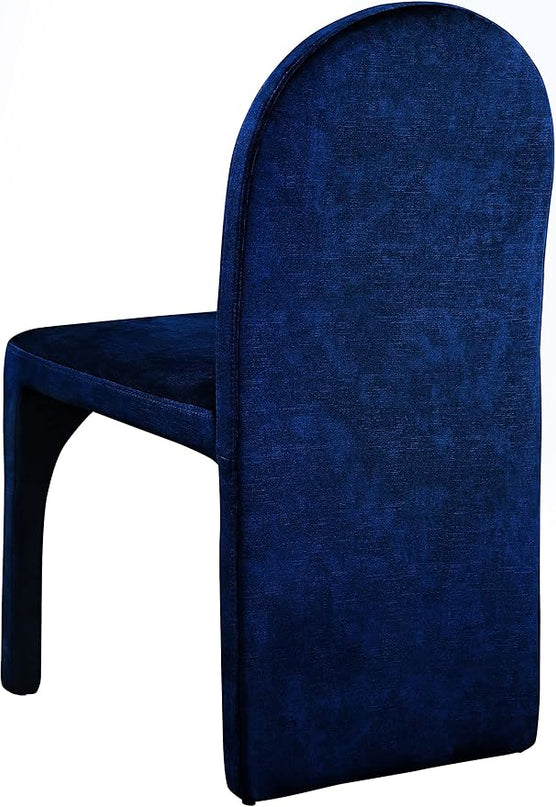 Meridian Furniture Summer Collection Modern | Contemporary Velvet Upholstered Dining Side Chair with Steel Frame, Set of 2, Navy - LeafyLoom
