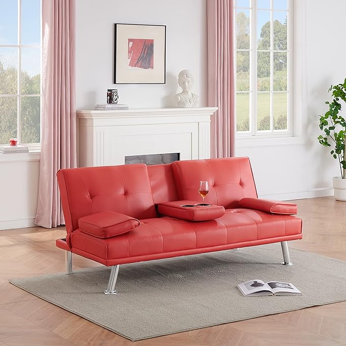 NicBex Rose-SF-00542-DX Sofas, 67" W x 31" D x 33" H, Red - LeafyLoom