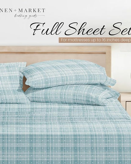 Linen Market 4 Piece Full Bedding Sheet Set (Aqua Polka) - Sleep Better Than Ever with These Ultra-Soft & Cooling Bed Sheets for Your Full Size Bed - Deep Pocket Fits 16" Mattress - LeafyLoom