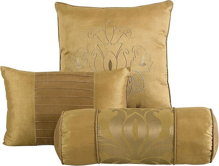 Chezmoi Collection 7-Piece Jacquard Floral Comforter Set (King, Gold) - LeafyLoom