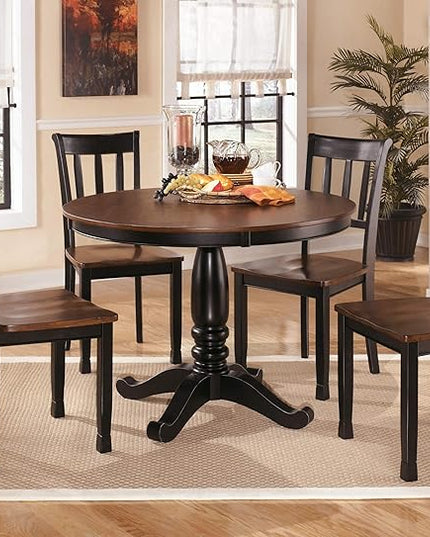 Signature Design by Ashley Owingsville Modern Farmhouse Dining Room Side Chair, Set of 2, Black and Brown - LeafyLoom