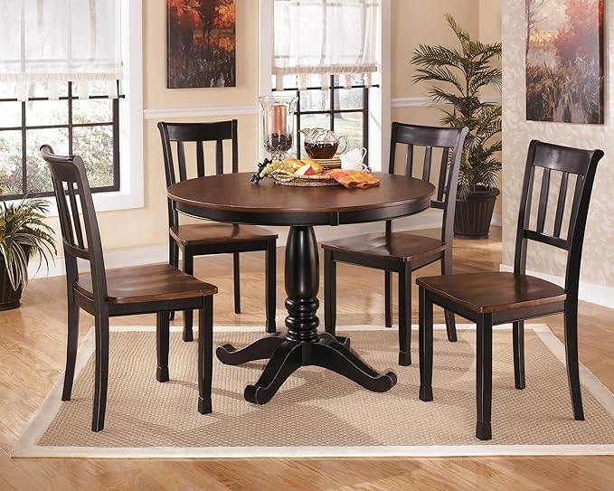 Signature Design by Ashley Owingsville Modern Farmhouse Dining Room Side Chair, Set of 2, Black and Brown - LeafyLoom