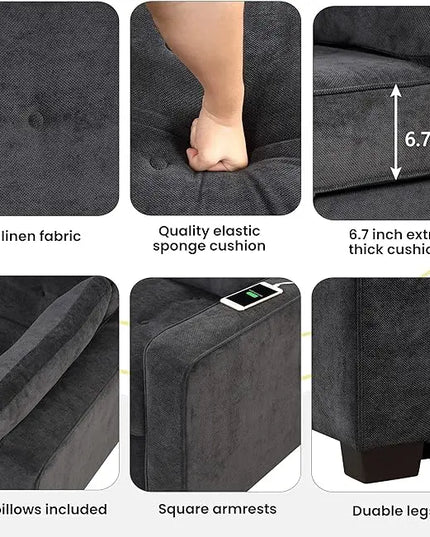 3 in 1 Multi-Functional Pull Out Sofa Bed , Velvet Upholstered Convertible Sleeper Loveseat Couch Guest Daybed with Adjustable Backrest and Dual USB Charging Port for Living Room Office RV Furniture - LeafyLoom